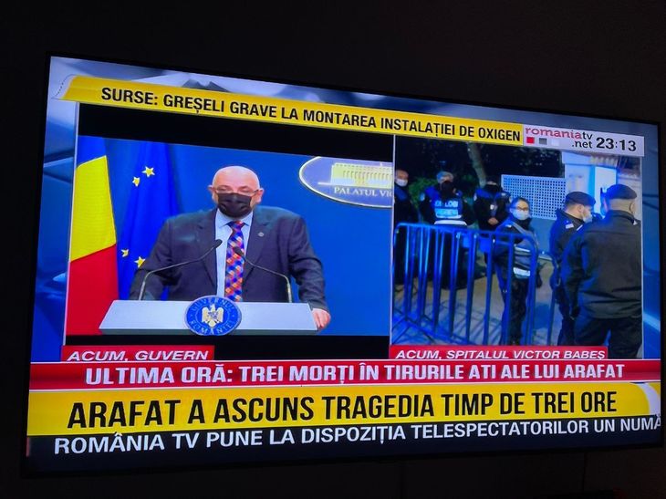 TIRUL DE LA VICTOR BABEŞ. Posturile de ştiri şi burtierele lor pe intervenţia lui Arafat: România TV sare la Arafat. Antena 3, titluri despre Voiculescu