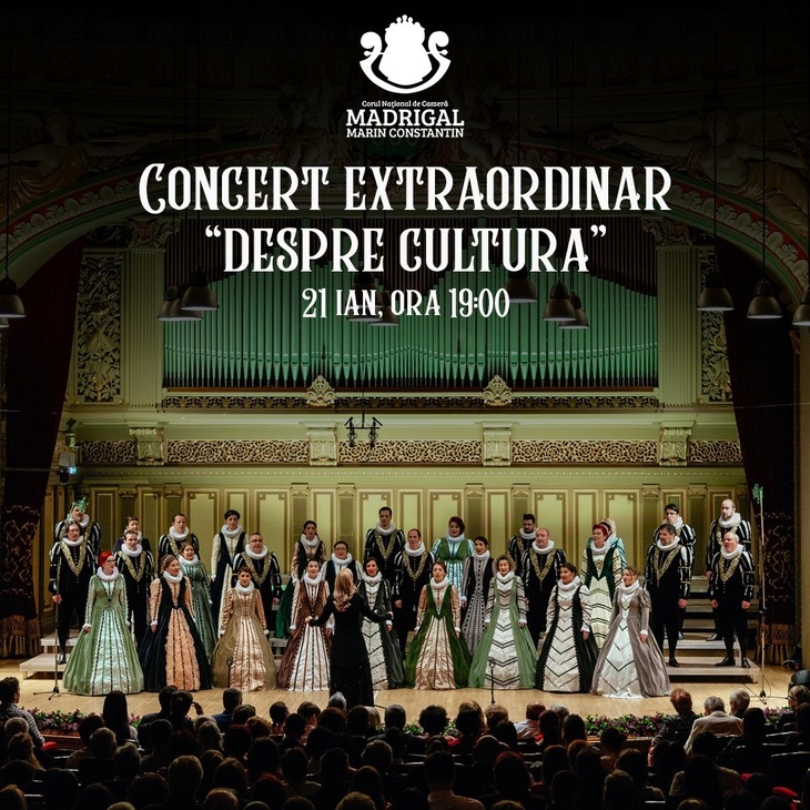 PARTENERIAT. Concert în weekend la Ateneu: Programul MADRIGAL 60 se dechide cu evenimentul „Despre Cultură". Va fi şi pe un post TV
