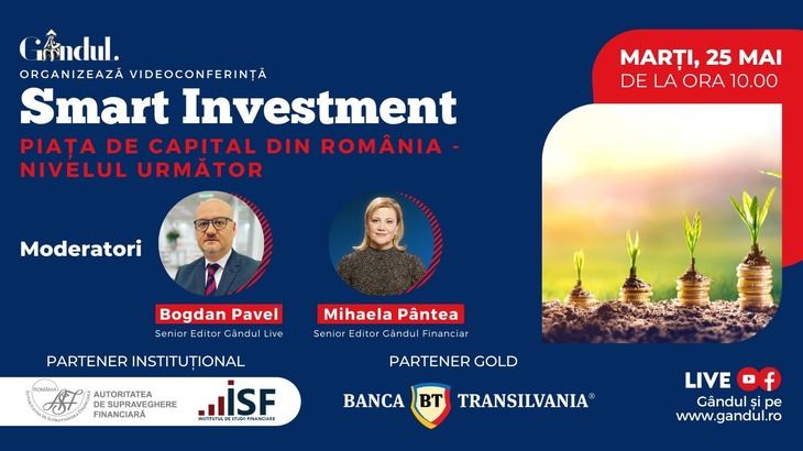 COMUNICAT. Conferinţa digitală LIVE „SMART INVESTMENT – Piaţa de Capital din România” – Marţi 25 mai de la ora 10.00 cu participarea specială a doamnei Anca Dragu - Preşedintă a Senatului României