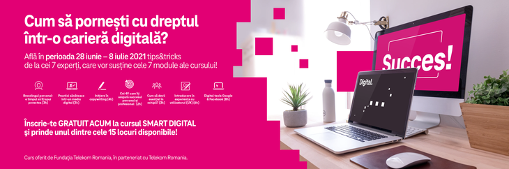COMUNICAT. Fundaţia Telekom Romania şi Telekom Romania organizează un curs gratuit pentru tinerii care îşi doresc o carieră în mediul digital