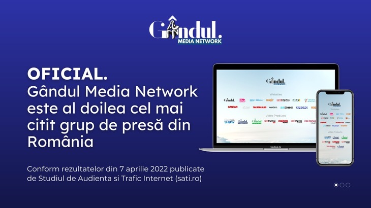 COMUNICAT. Grupul Gândul, al doilea cel mai citit grup de presă din România pe 7 aprilie