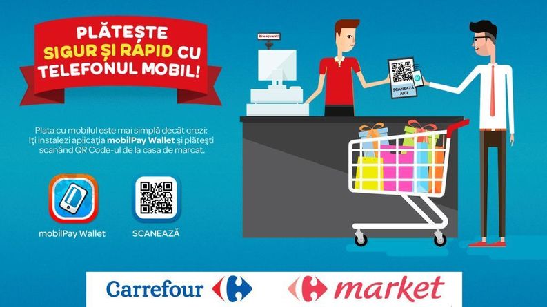 Hipermarketurile și supermarketurile Carrefour extind plata cumpărăturilor prin smartphone 