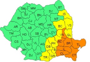 Cod portocaliu și Cod galben de ninsori și viscol în 15 județe și București