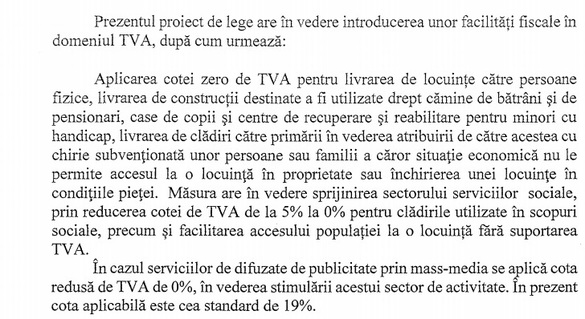 DOCUMENT Proiectul care introduce TVA zero pentru livrarea de locuințe și publicitatea mass-media, depus de Dragnea