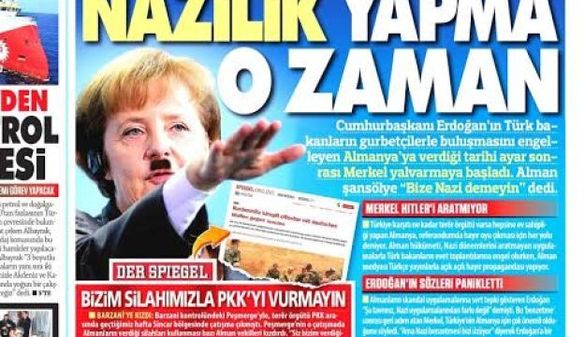 FOTO Un ziar turc proguvernamental publică pe prima pagină un montaj cu Merkel în chip de Hitler