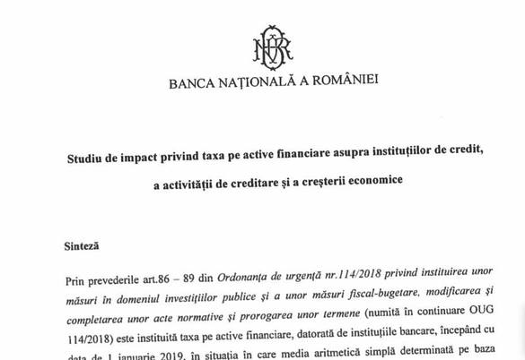 Senatorul Florin Cîțu prezintă extrase dintr-un studiu atribuit BNR privind impactul OUG 114. „Prima de risc a crescut, exercitând presiuni de depreciere a leului”