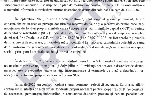 DOCUMENT Explicațiile trimise de ASF către Parlament pentru cazul Euroins și ce pregătește pentru tarifele RCA