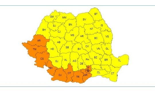  HARTĂ Caniculă în toată țara. Nouă județe și Capitala, sub cod portocaliu