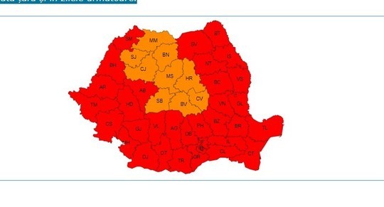 HARTA Aproape toată țara este sub cod roșu de caniculă. Temperaturile ajung la 42 de grade