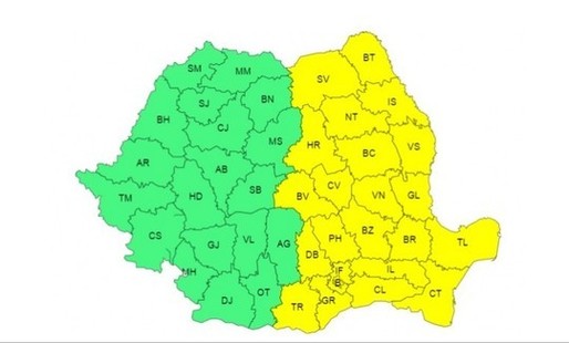 ANM Sâmbătă va ploua în majoritatea regiunilor, iar duminică și duminică spre luni, mai ales în jumătatea de est a țării. Atenționare cod galben de precipitații și instabilitate atmosferică pentru mai multe regiuni