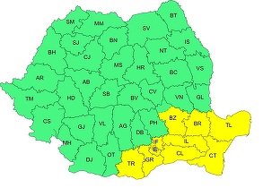 ANM: Cod galben de vânt puternic în județele din sud-estul țării