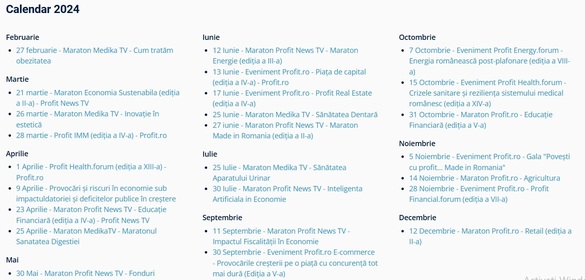 Profit.ro - Record de conferințe live inclusiv pe TV, cu idei care au generat schimbări de legi. Calendarul pe 2025