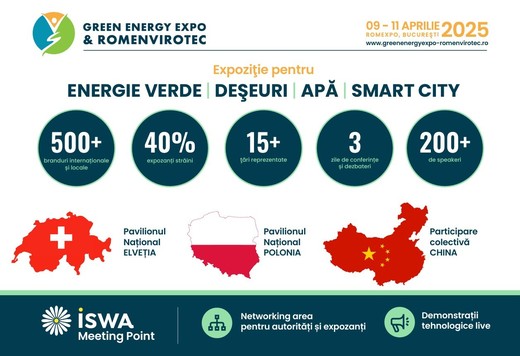 Energie, Deșeuri, Apă și Smart City la GREEN ENERGY EXPO & ROMENVIROTEC, în perioada 9-11 aprilie, la Romexpo
