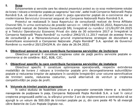 DOCUMENT Poșta Română caută asociat pentru montarea și utilizarea a 6.000 de cutii poștale digitale. Obiectiv - creșterea cotei de piață pe zona serviciilor poștele de comerț electronic și coletărie