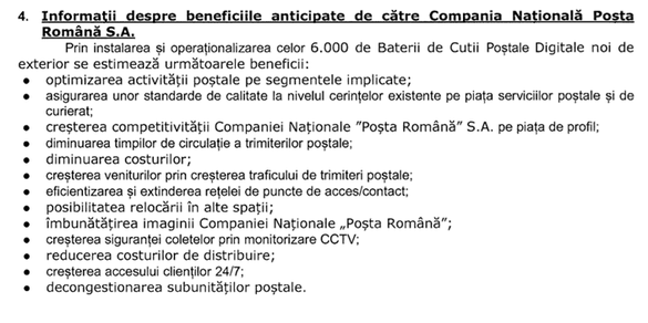 DOCUMENT Poșta Română caută asociat pentru montarea și utilizarea a 6.000 de cutii poștale digitale. Obiectiv - creșterea cotei de piață pe zona serviciilor poștele de comerț electronic și coletărie