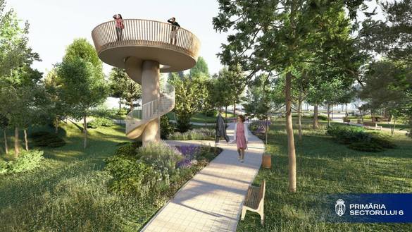 FOTO Start pentru un nou mare parc în București, cu vagon metrou și turn de belvedere