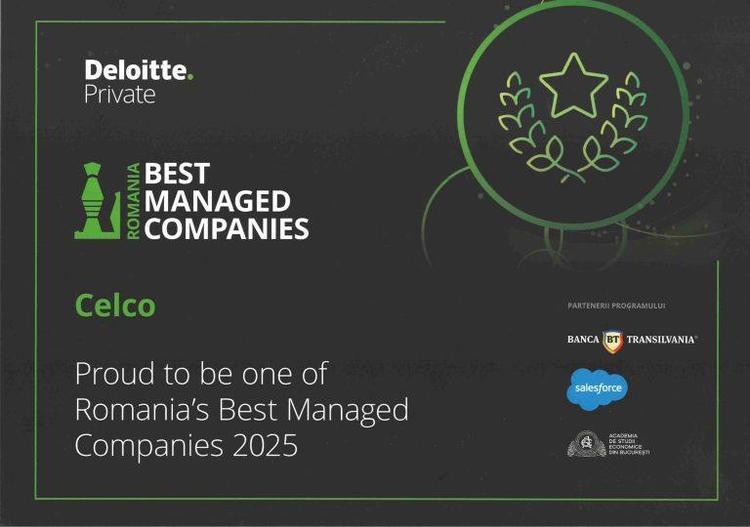 CELCO marchează două momente strategice: extinderea capacității de producție prin pornirea fabricii din Călărași și a patra recertificare consecutivă în programul Deloitte Best Managed Companies