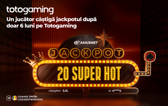 Un jucător Totogaming a câștigat Jackpotul Amusnet după doar 6 luni pe platformă