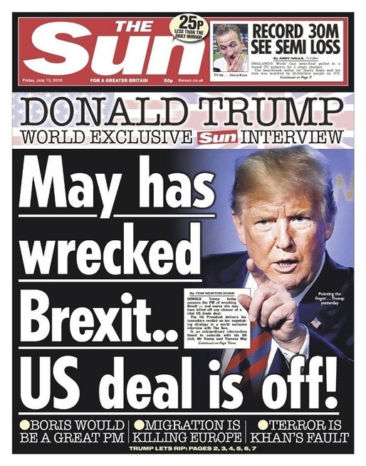 Trump avertizează că un Brexit "ușor" ar "ucide" un acord comercial între Marea Britanie și SUA, lira sterlină scade abrupt