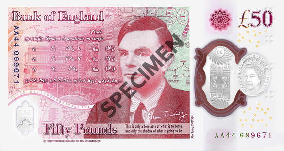FOTO Banca Angliei a dezvăluit designul viitoarei bancnote de 50 de lire, care îl omagiază pe matematicianul Alan Turing