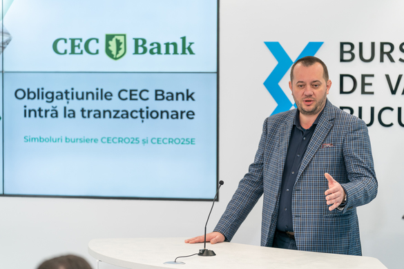 FOTO CEC Bank listează primele 2 emisiuni de obligațiuni la BVB, denominate în lei și euro, cu o valoare totală de peste 650 milioane lei