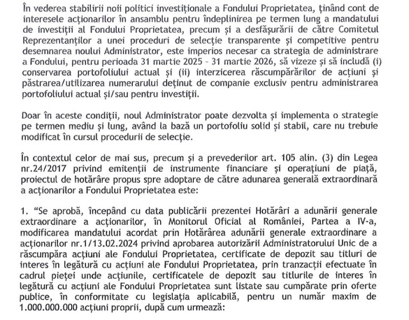 ULTIMA ORĂ Ministerul Finanțelor vrea ca Franklin Templeton să nu mai aibă dreptul de a răscumpăra acțiuni ale Fondului Proprietatea, certificate de depozit sau titluri de interes în legătură cu acțiuni ale FP