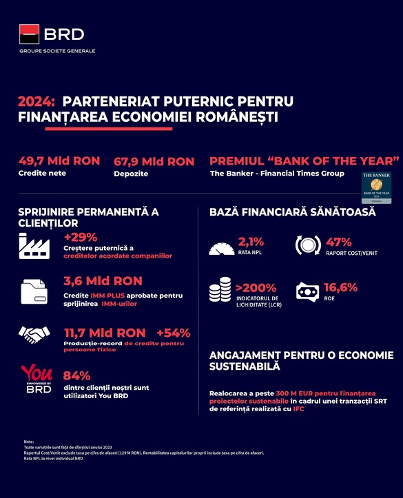 INFOGRAFIC Grupul BRD - profit în scădere în 2024. Veniturile au crescut