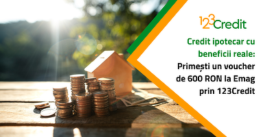 Credit ipotecar cu beneficii pentru casa ta: Primești un voucher de 600 RON la Emag prin 123Credit