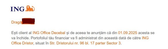 ING Bank anunță clienții - închide o sucursală din București FOTO