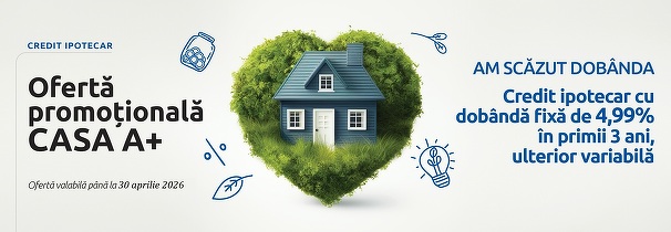 Bani pentru cine vrea locuințe eficiente energetic. Exim Banca Românească lansează un credit ipotecar cu 4,99%, dobândă fixă în primii 3 ani