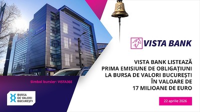 Vista Bank vine la bursă cu prima sa emisiune locală de obligațiuni