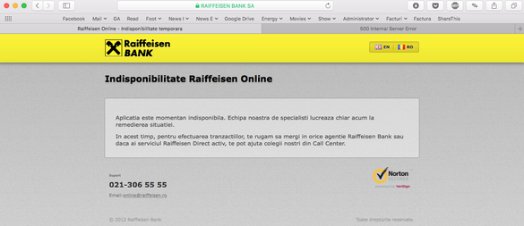 Toate serviciile Raiffeisen Bank au revenit la normal, inclusiv internet și mobile banking. O pană de curent defectase plata cu cardul și retragerile de la ATM 