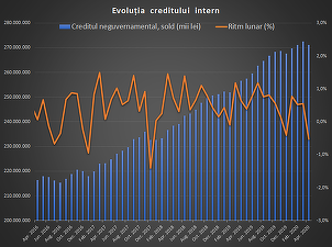INFOGRAFICE Creditul privat a scăzut în aprilie. Creditul guvernamental a crescut