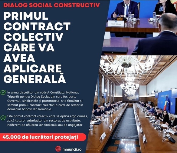 FOTO ANUNȚ Primul contract colectiv semnat la nivel de sector în domeniul bancar din România, cu aplicare generală