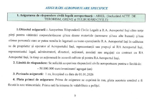 Omniasig vrea să asigure Aeroportul Iași, conducerea și salariații DOCUMENT