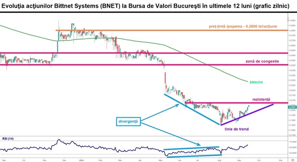 GRAFIC Repere de tranzacționare pe acțiunile Bittnet Systems