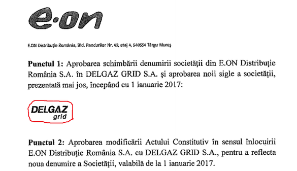 Gigantul german E.ON schimbă numele monopolului său de distribuție de gaze și energie din România în Delgaz Grid