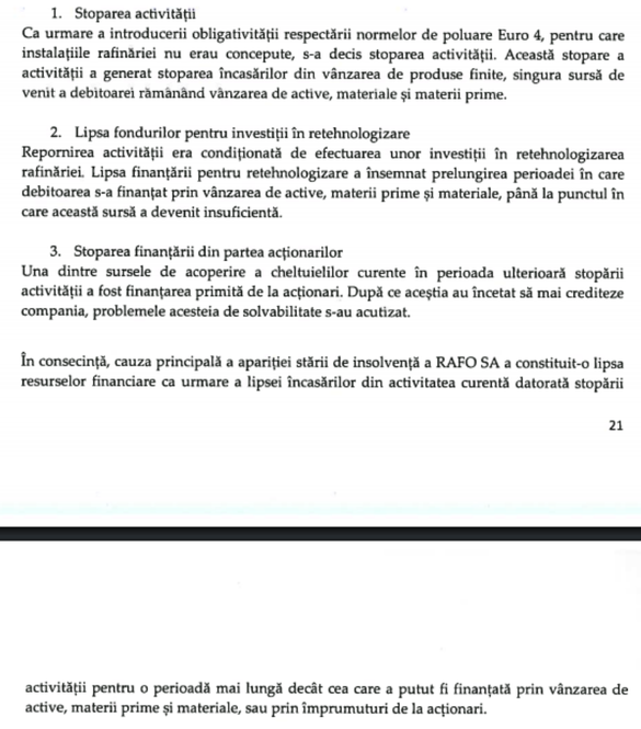 Cauzele insolvenței RAFO, potrivit planului de reorganizare întocmit de Casa de Insolvență Transilvania
