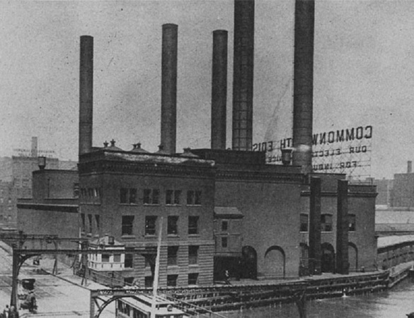 Centrala pe cărbune Harrison Street Station din Chicago, proiectată de Sargent & Lundy și realizată de Commonwealth Edison Company, 1894. Sursă foto: https://www.humanitiesebook.org/