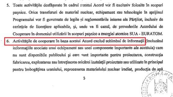 DOCUMENT Acordul nuclear cu SUA: Ne-am angajat să convingem Bruxelles-ul să excepteze implicarea americanilor la Cernavodă de la normele de achiziții publice UE