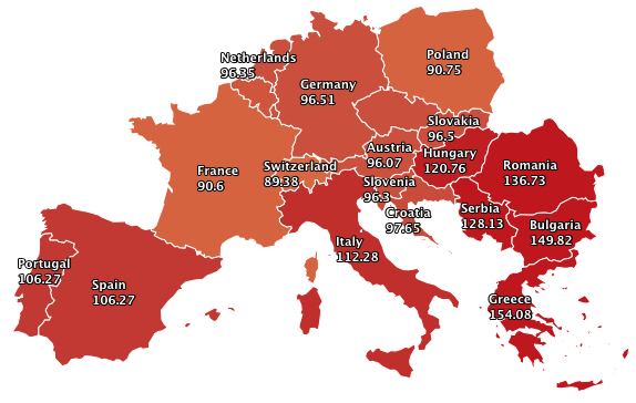 Prețurile PZU pentru energia care urmează a fi livrată marți în Europa (Sursa: EnergyLive)