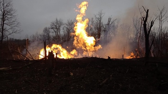 Incendiu în urma bombardării unei conducte de gaze din regiunea Harkov. Sursă foto: cont Facebook LLC Gas TSO