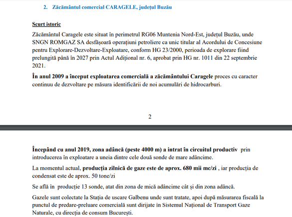 DOCUMENT Romgaz: Producția de gaze de la Caragele a scăzut puternic, zăcăminte inundate de apă și nisip