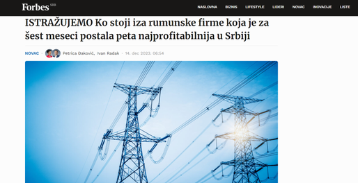 Un trader de energie din Serbia controlat de români a ajuns în Top 5 al profiturilor în țara vecină exportând curent în România. Presa de la Belgrad: ″Optimizare fiscală?″ UPDATE Compania: Nu aceasta e explicația!