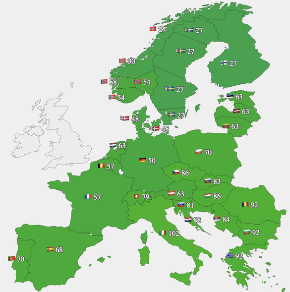 Prețurile spot ale energiei furnizate luni în Europa