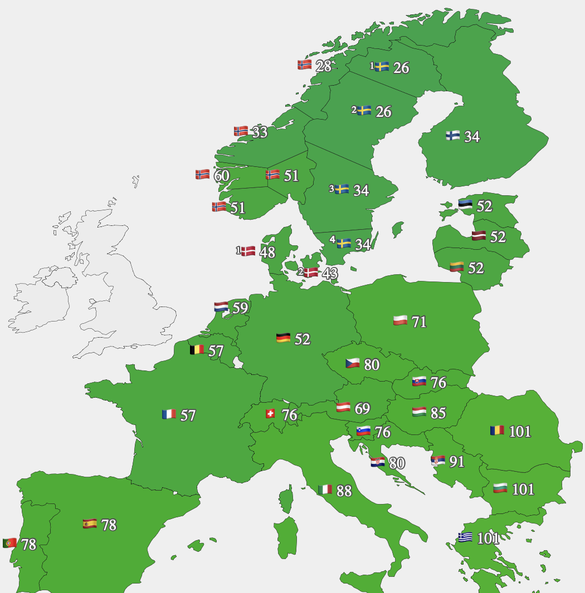 Prețul energiei livrate marți în întreaga Europă