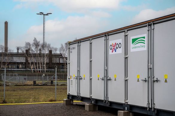 Instalația de stocare a Axpo de la Landskrona din Suedia. Sursă foto: https://www.axpo.com/