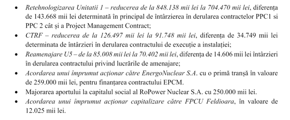 DOCUMENT Nuclearelectrica își rectifică bugetul de investiții: întârzieri la retehnologizarea U1 și la detritiere, plusuri la finanțarea U3-U4 și a SMR-urilor SUA