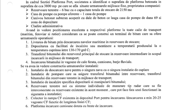 DOCUMENT Oil Terminal pregătește semnarea actelor de parteneriat pentru construirea unui nou terminal de bitum în Portul Constanța