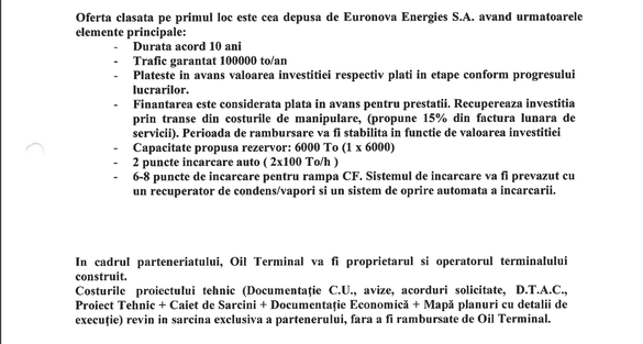 DOCUMENT Oil Terminal pregătește semnarea actelor de parteneriat pentru construirea unui nou terminal de bitum în Portul Constanța